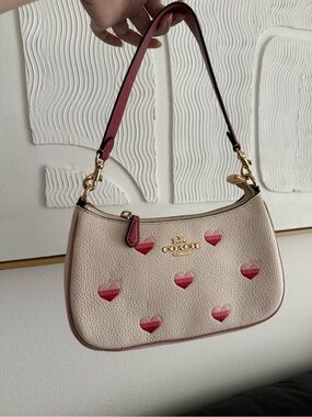 Coach Teri Pink Heart Leather Shoulder Bag